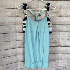 Lululemon Athletica Blue and Navy Striped Tank Top